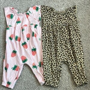 Pink Strawberry and Leopard Print Baby Rompers 6-12 month
